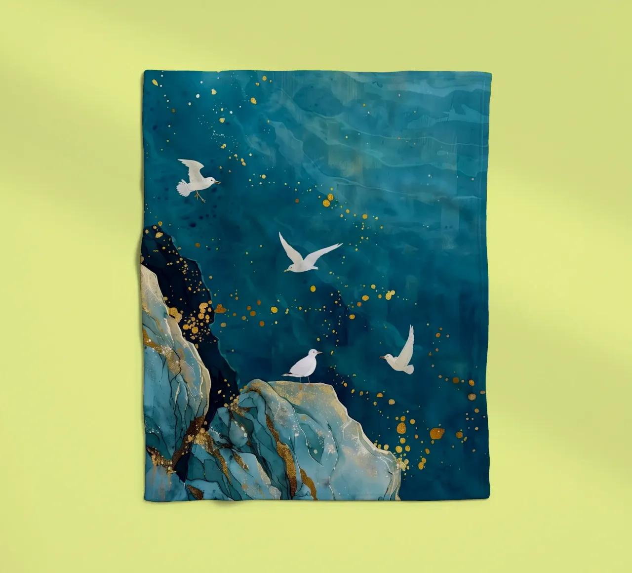 Zeemeeuwen en oceaan fleecedeken van Lionmixart