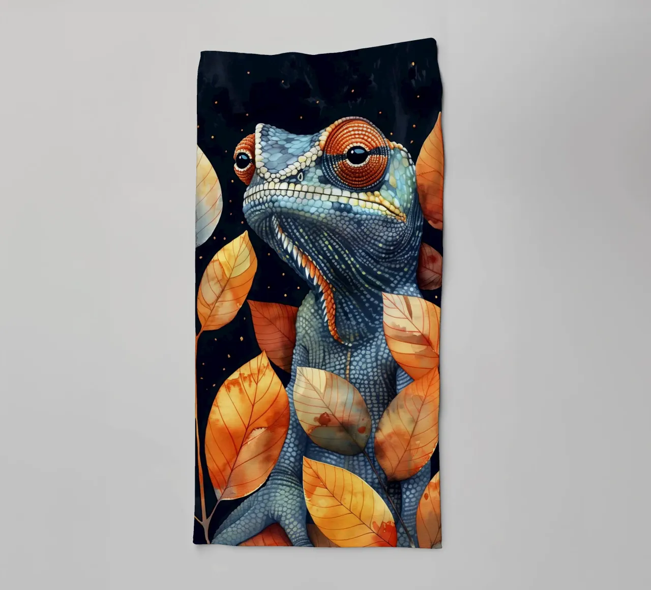 Chameleon towel by Lionmixart