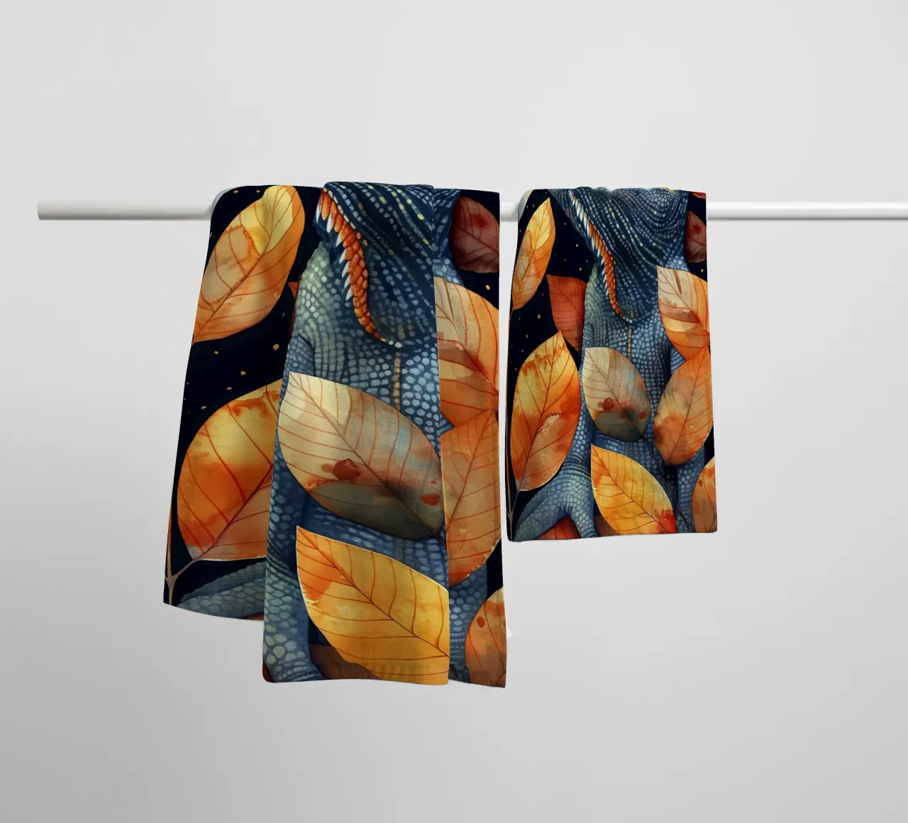 Chameleon towel by Lionmixart