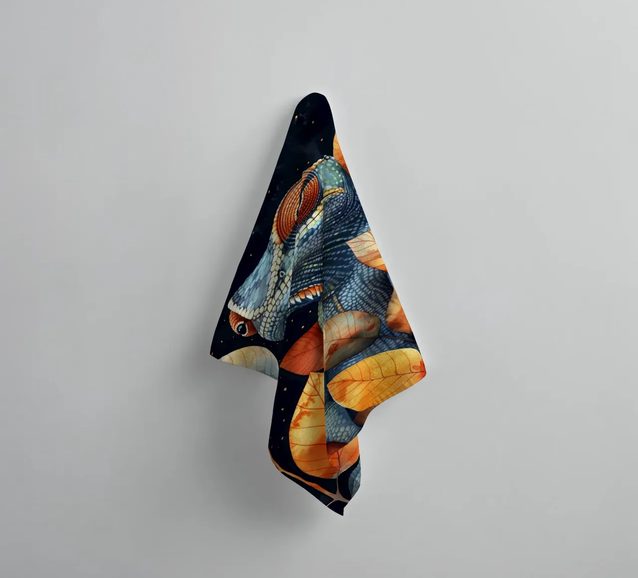 Chameleon towel by Lionmixart