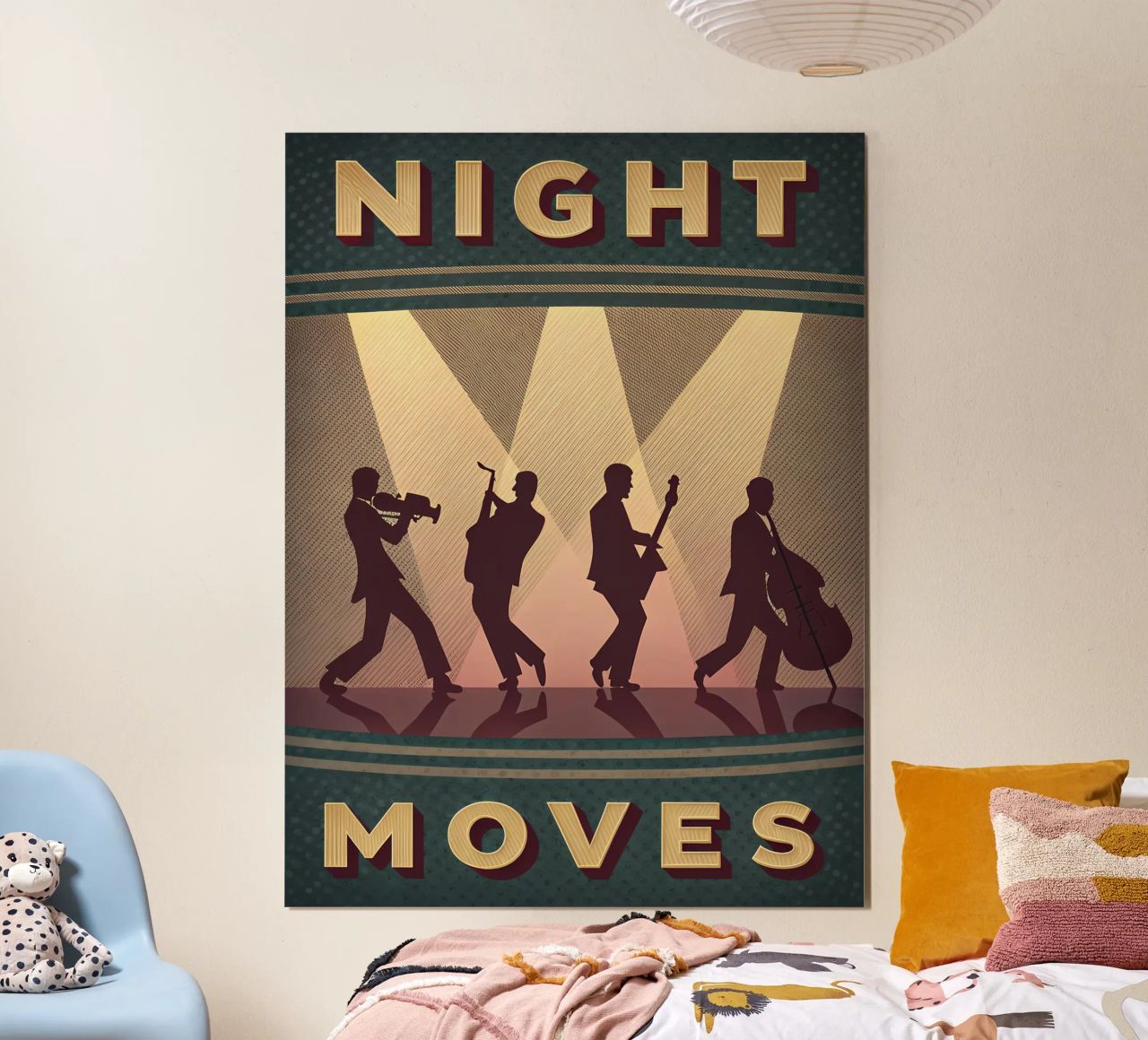 Night Moves Retro Jazz Band Silhouette Poster von Jester Krew Art