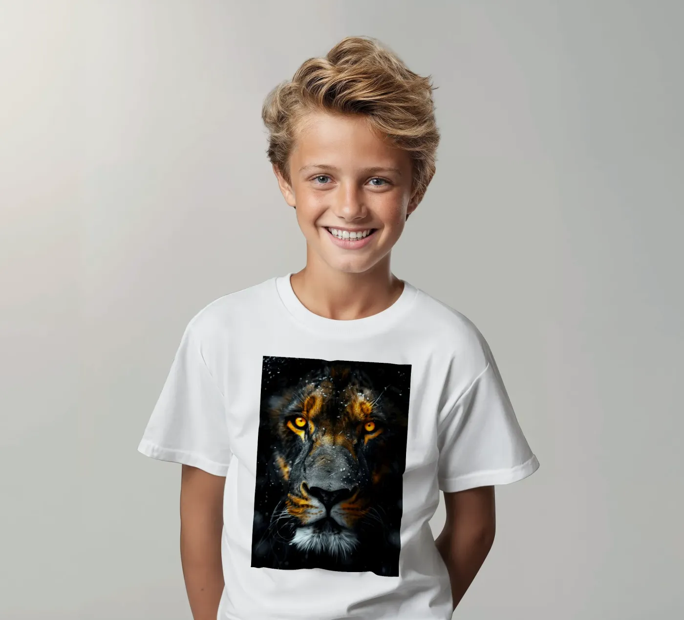 Leone t-shirt bambini da Lionmixart