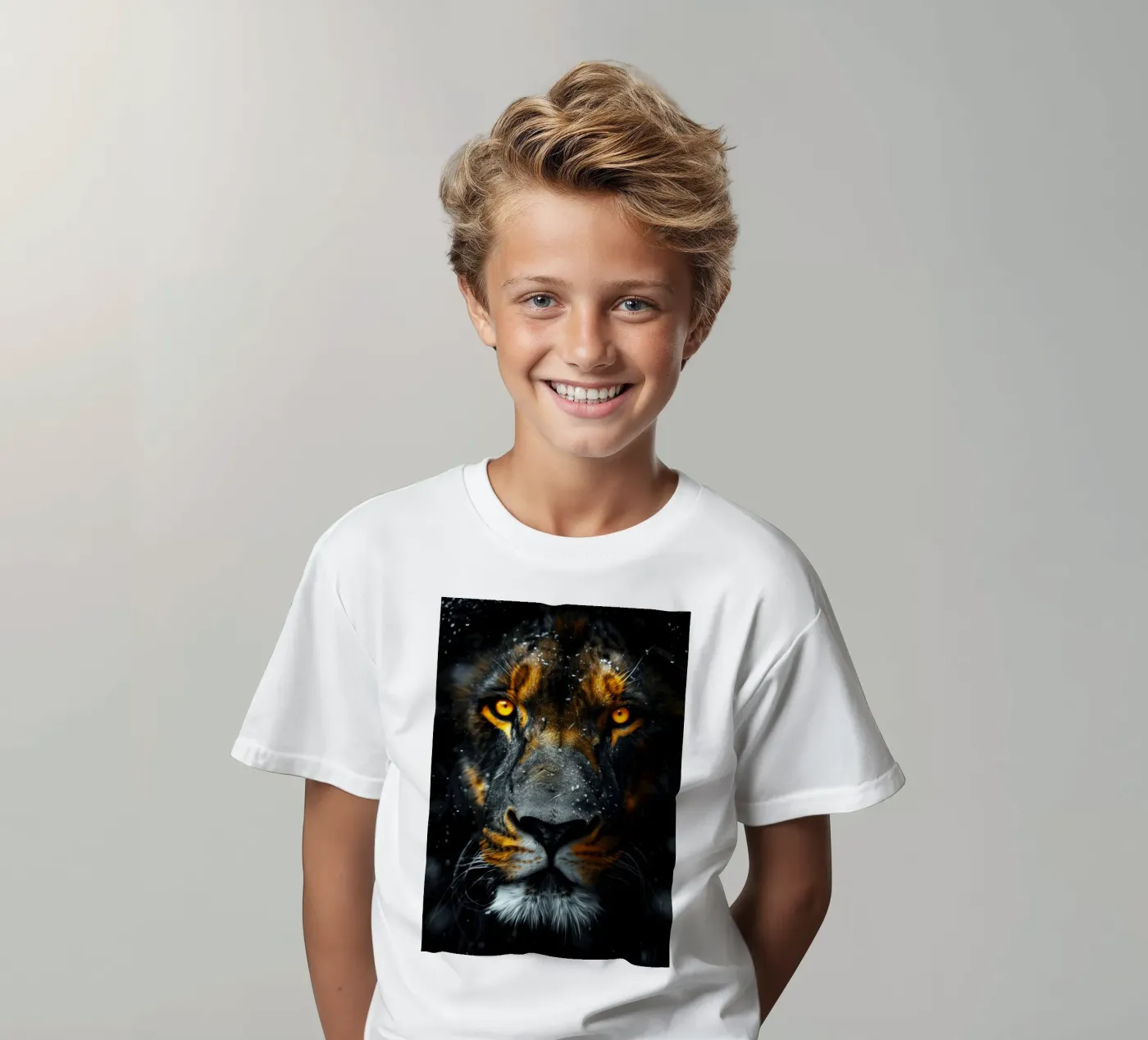Leone t-shirt bambini da Lionmixart