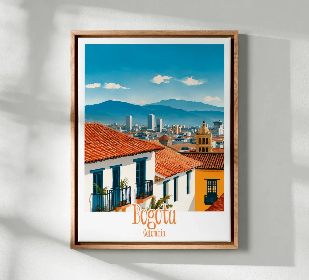 Affiche Bogotá, Colombie lienzo con Marco flotante de Frame the World