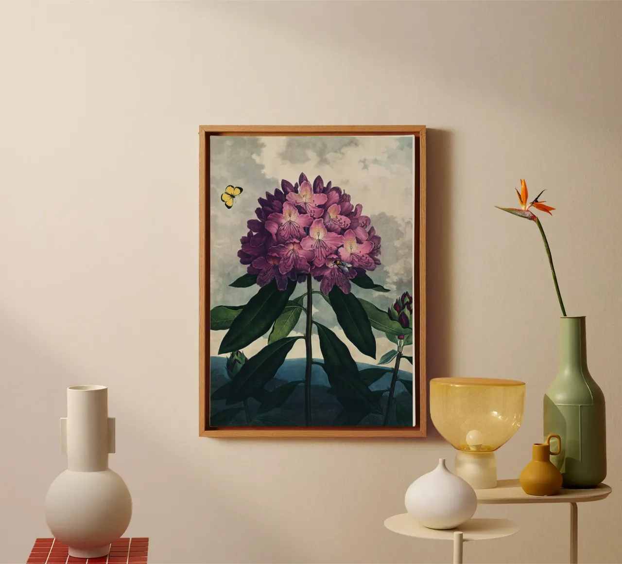 Vintage Thornton 4 Pontic Rhododendron tela con Cornice a cassetta da Vintage Print Collection