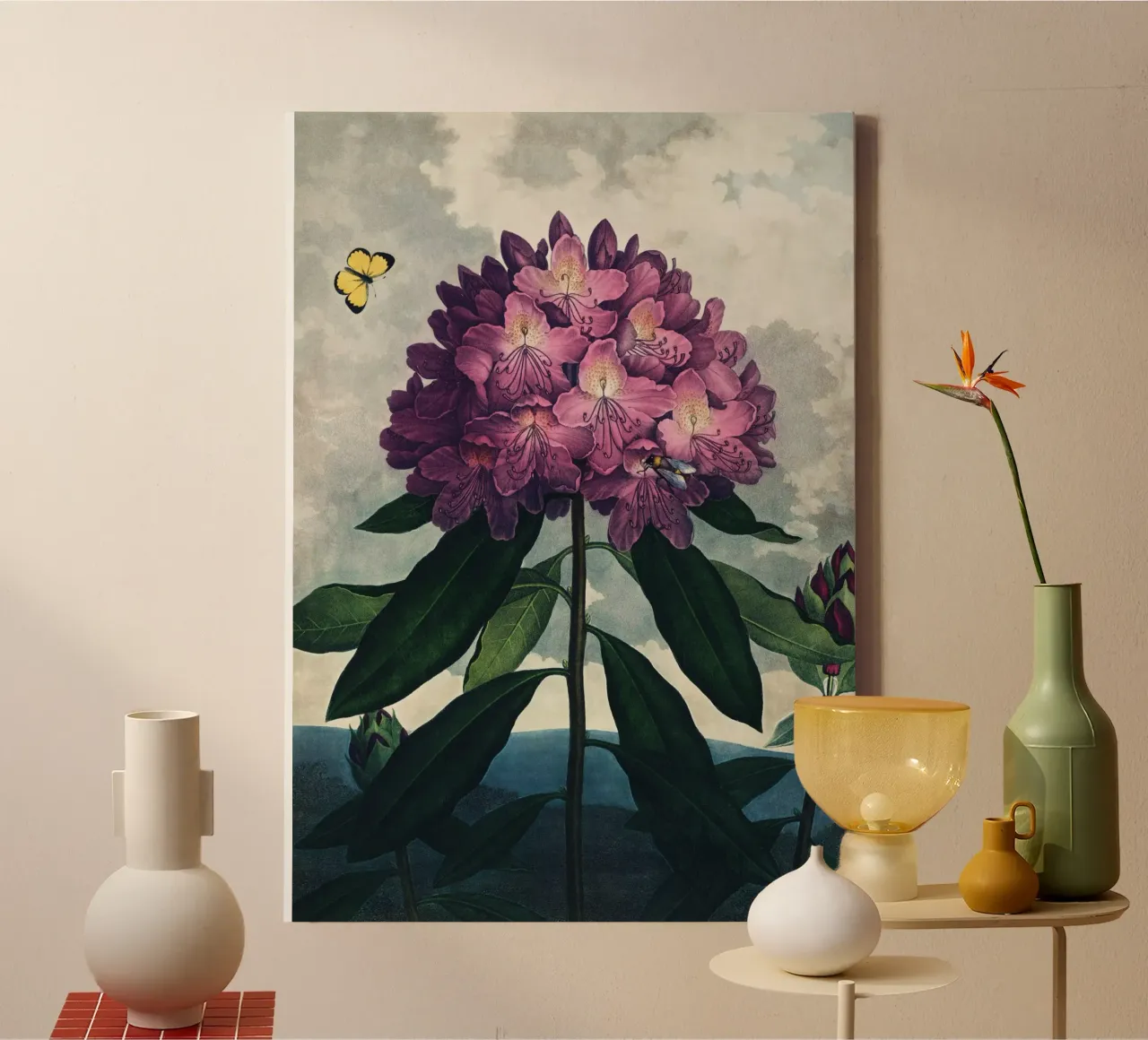 Vintage Thornton 4 Pontic Rhododendron tela con Cornice a cassetta da Vintage Print Collection