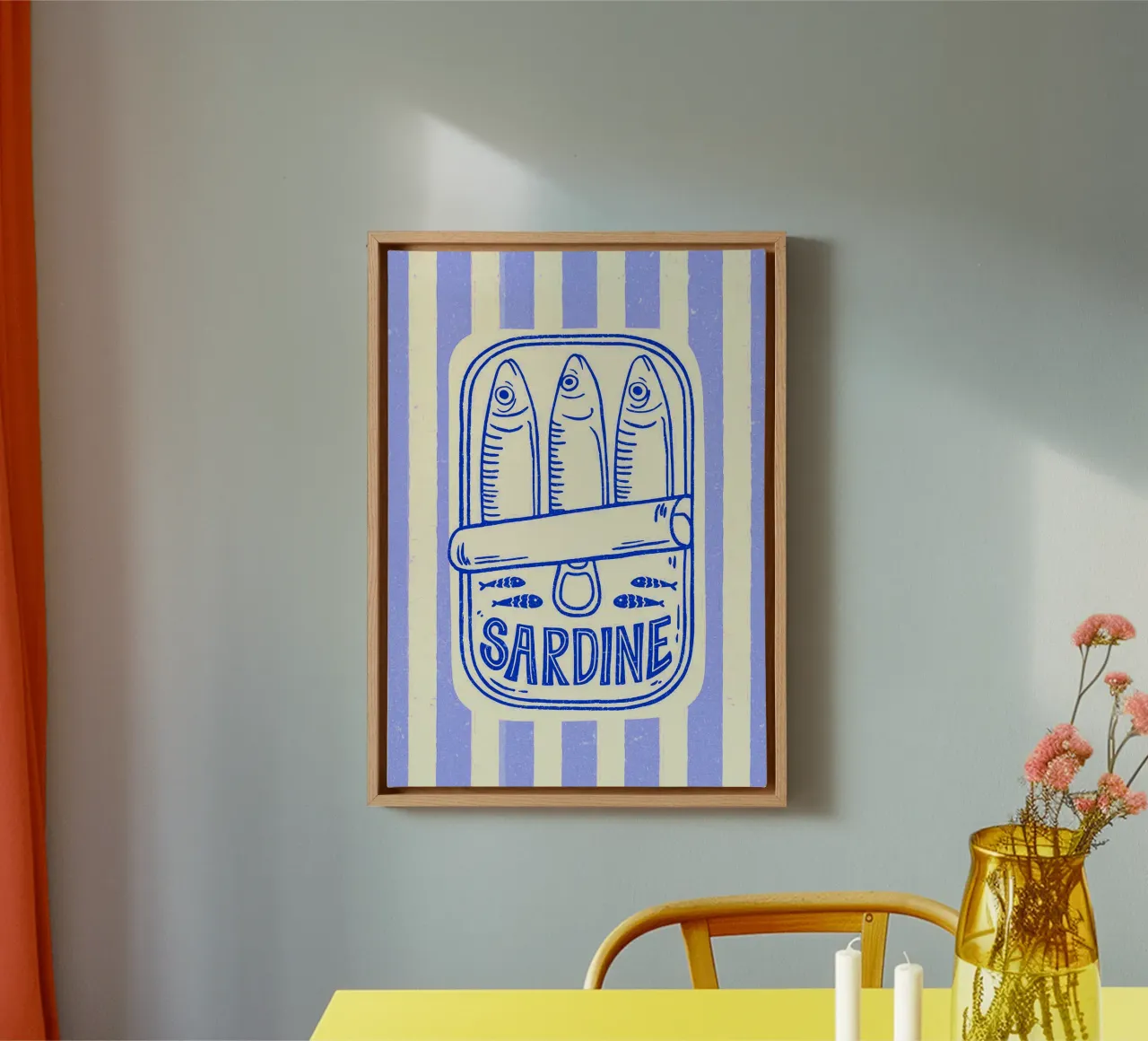 Sardines – Retro Fish Tin Illustration tela con Cornice a cassetta da Attaboy Dsgn