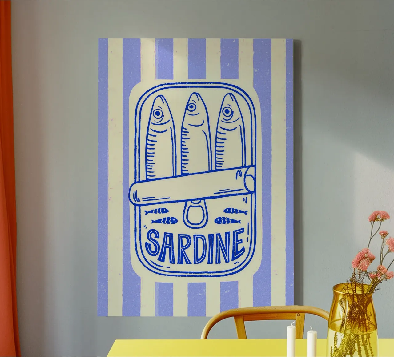 Sardines – Retro Fish Tin Illustration tela con Cornice a cassetta da Attaboy Dsgn