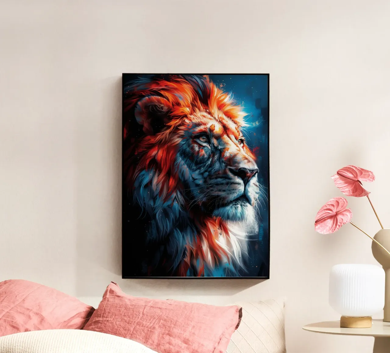 Koning leeuw acryl van Lionmixart
