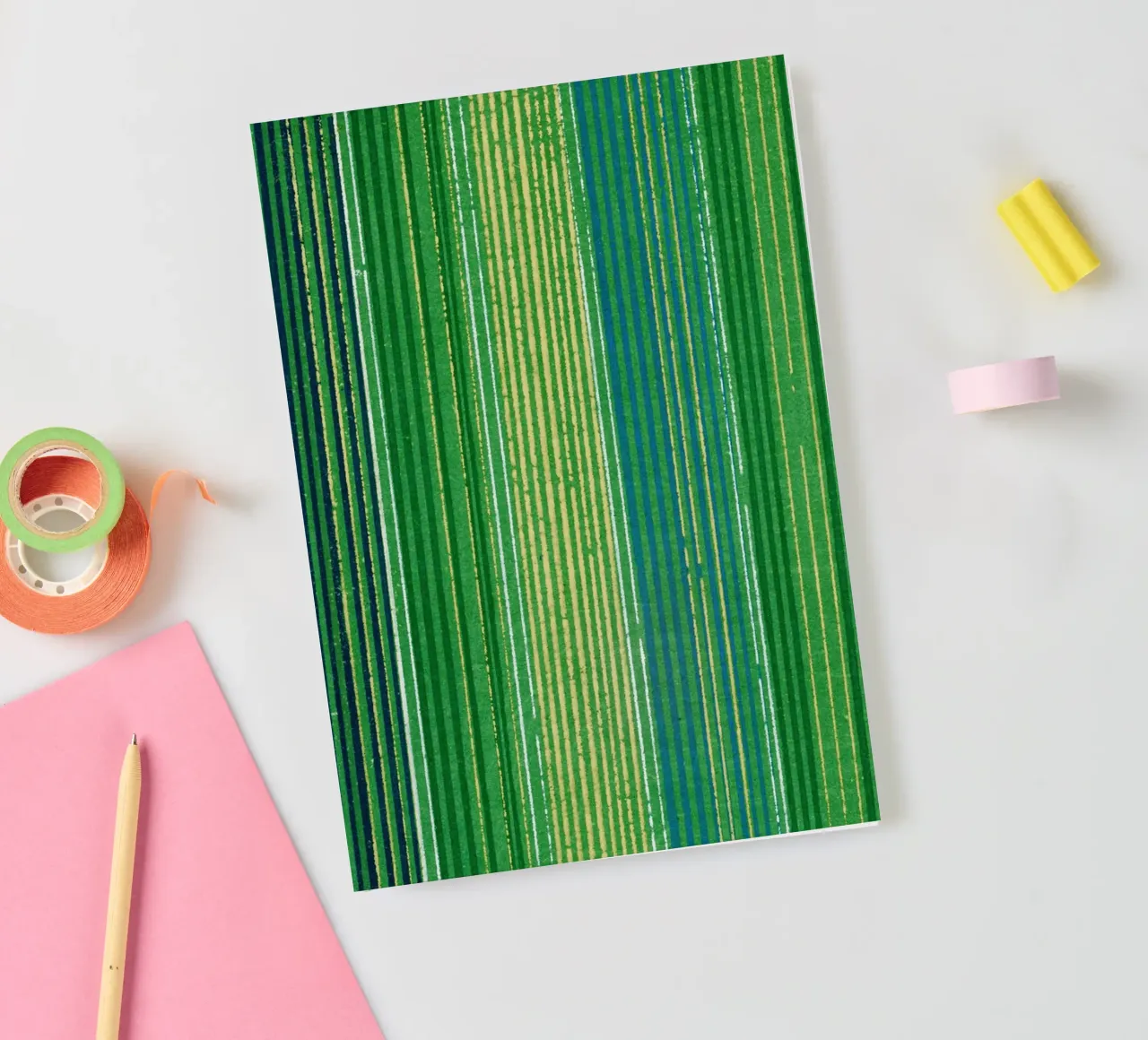 Vintage woodblock print of Japanese textile lines notebook by vintageshop