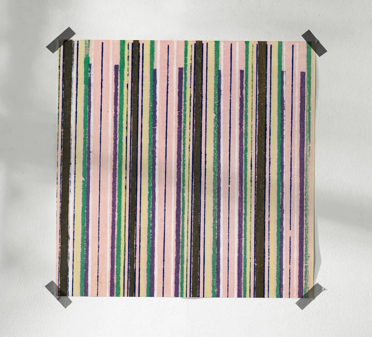 Vintage woodblock print of Japanese textile stripes poster con telaio in plastica da vintageshop