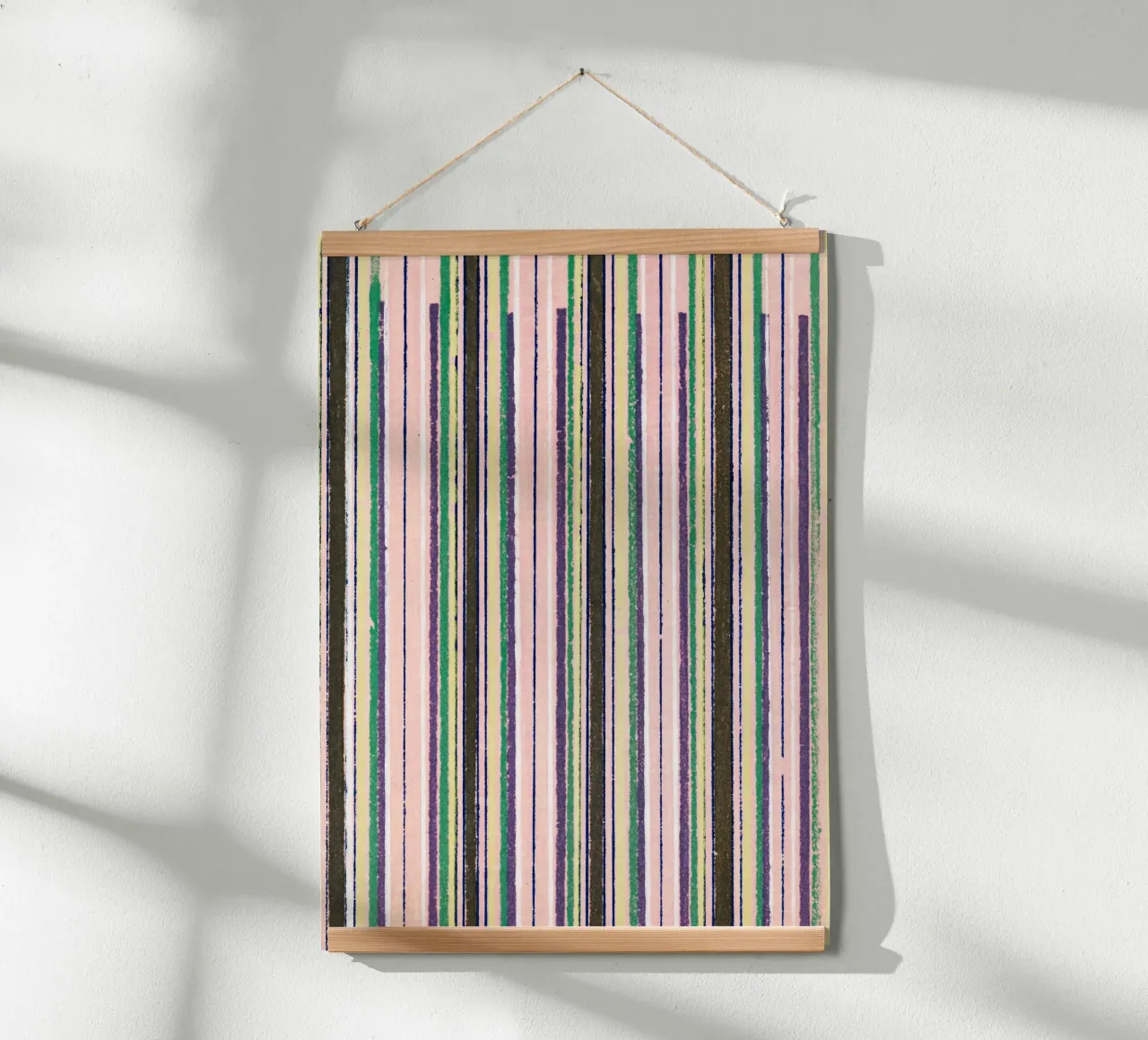 Vintage woodblock print of Japanese textile stripes poster con telaio in plastica da vintageshop