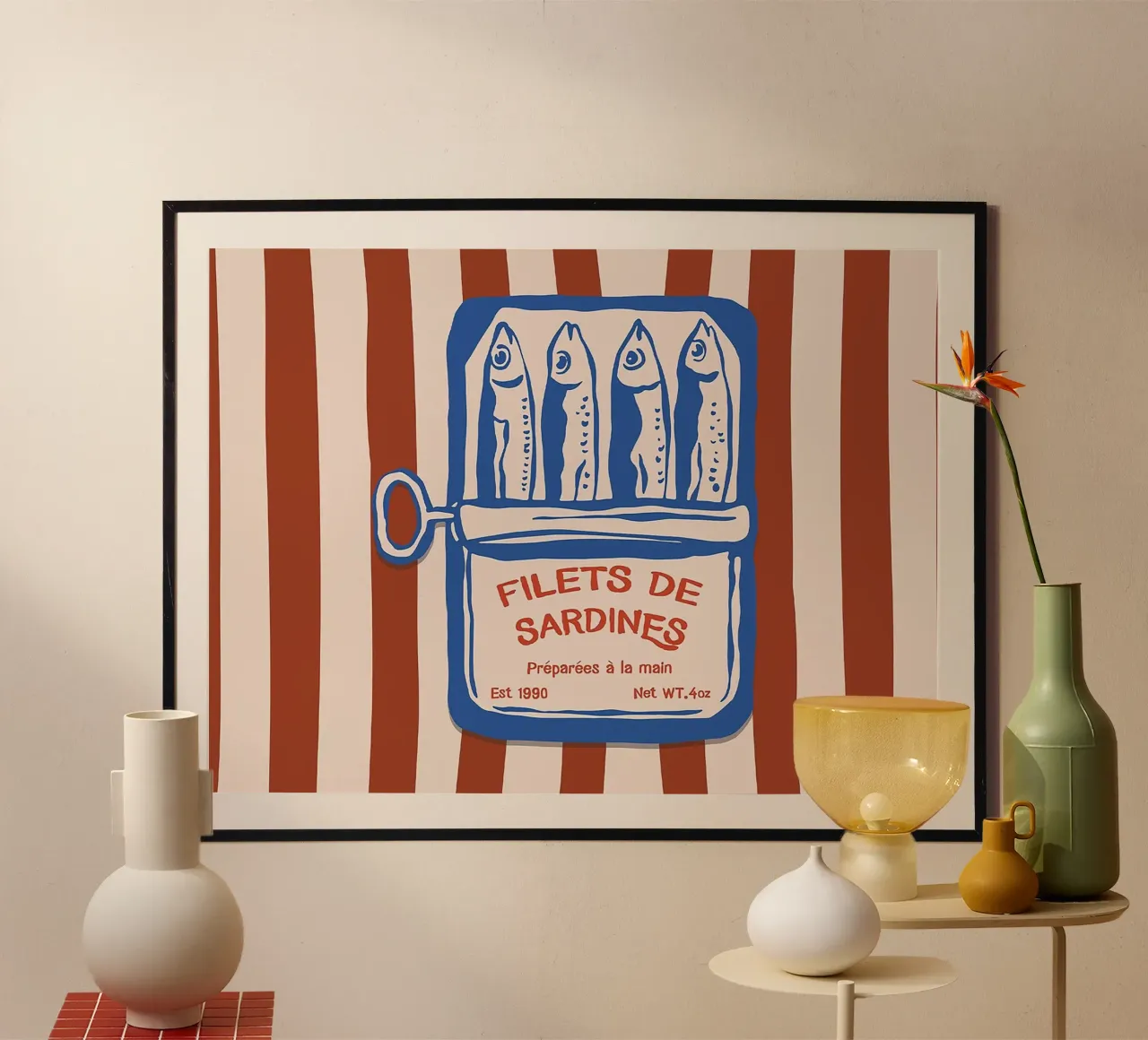 Sardines Fish Tin Food poster con telaio in plastica da Attaboy Dsgn