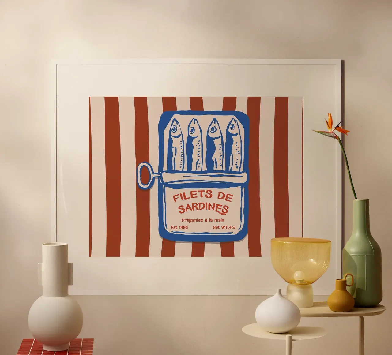 Sardines Fish Tin Food poster con telaio in plastica da Attaboy Dsgn