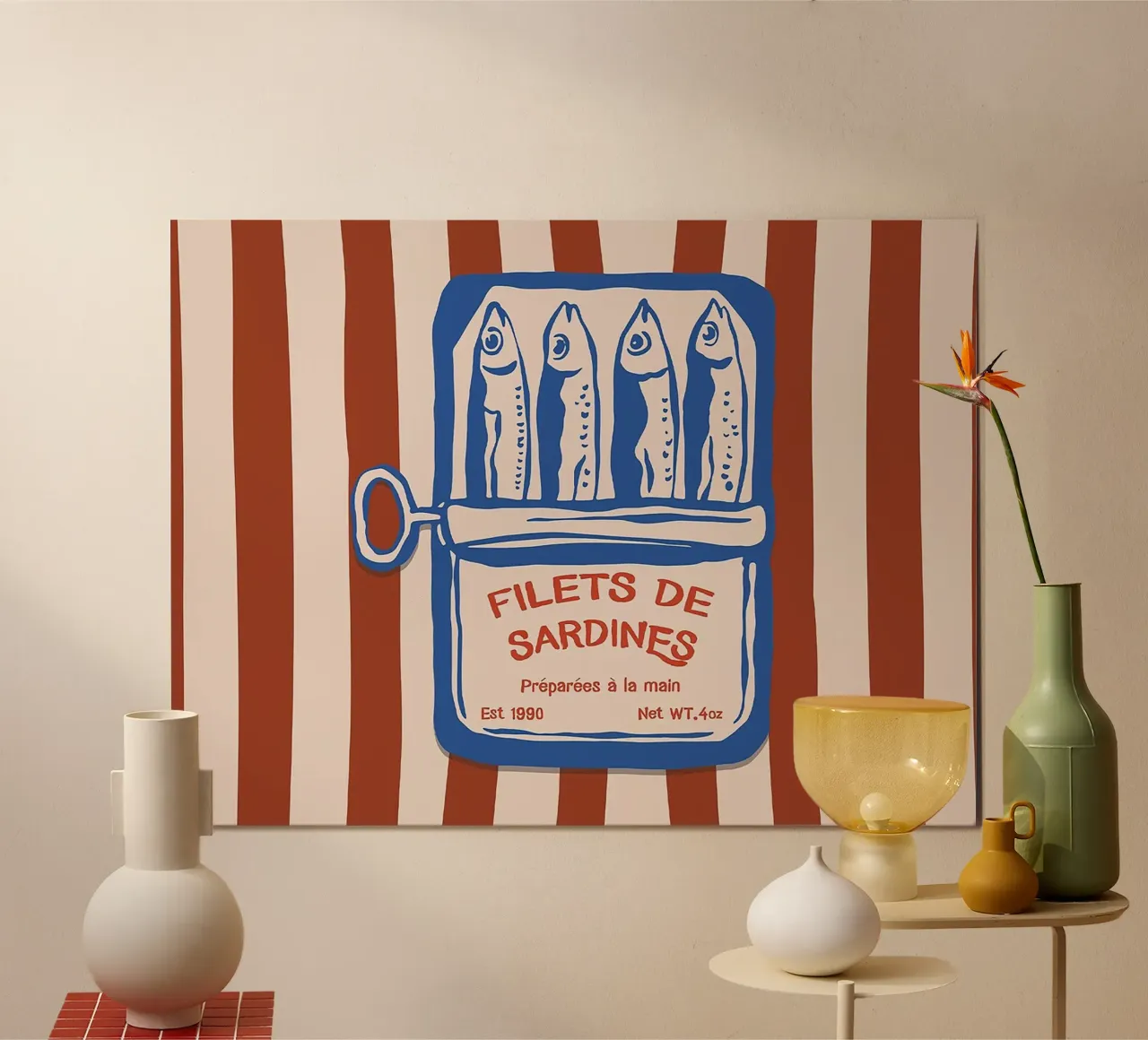 Sardines Fish Tin Food poster con telaio in plastica da Attaboy Dsgn