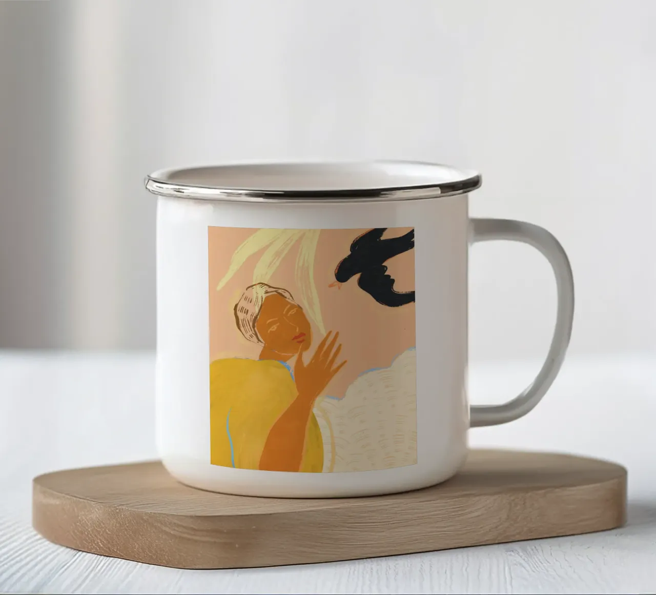 A Lil Birdy Told Me tazza in smalto da Arty Guava