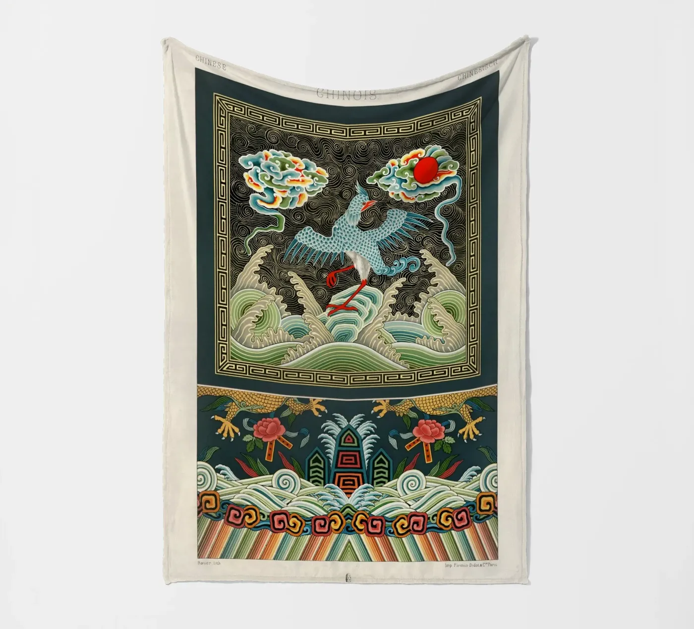 Chinese pattern fleecedeken van vintageshop