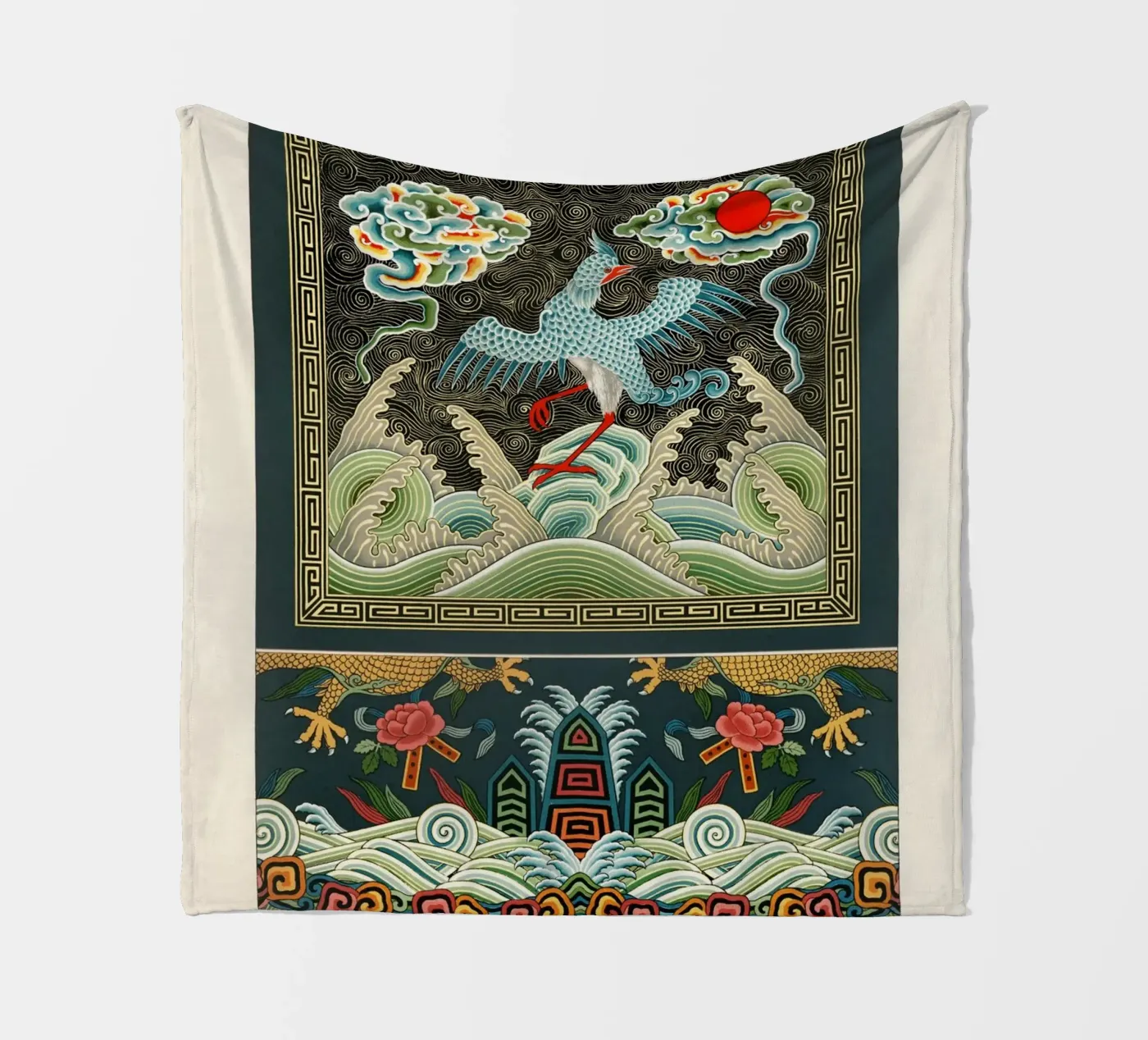 Chinese pattern fleecedeken van vintageshop