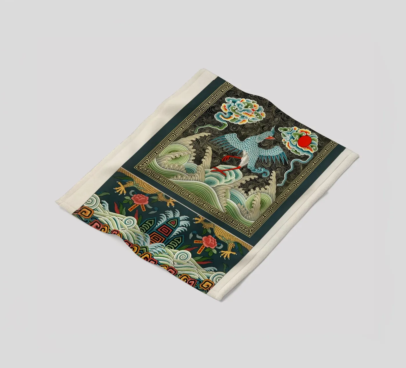 Chinese pattern fleecedeken van vintageshop