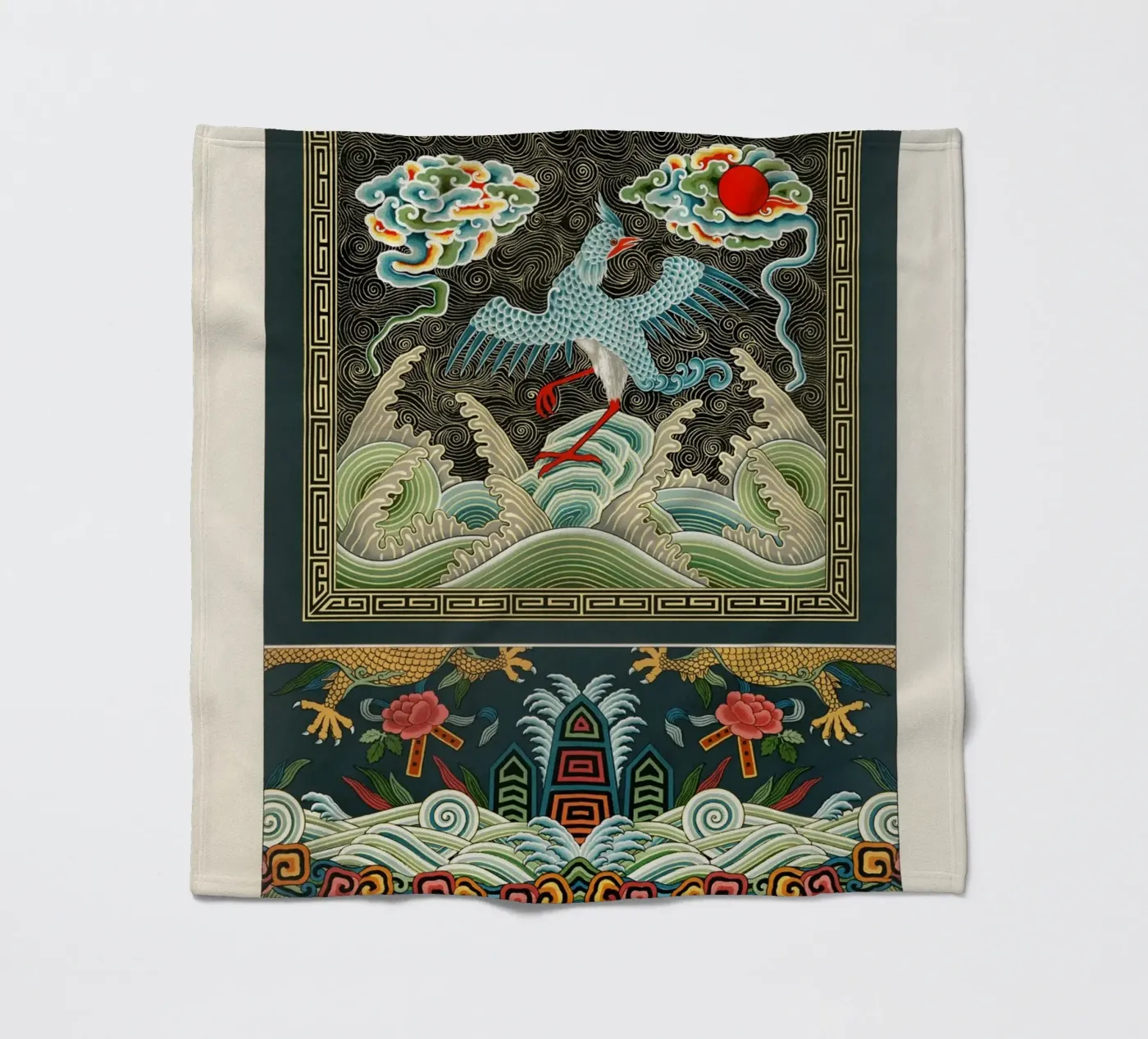 Chinese pattern fleecedeken van vintageshop
