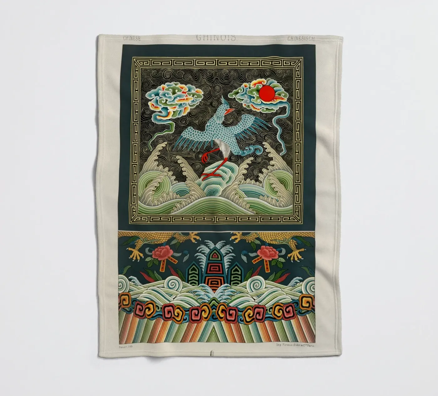 Chinese pattern fleecedeken van vintageshop