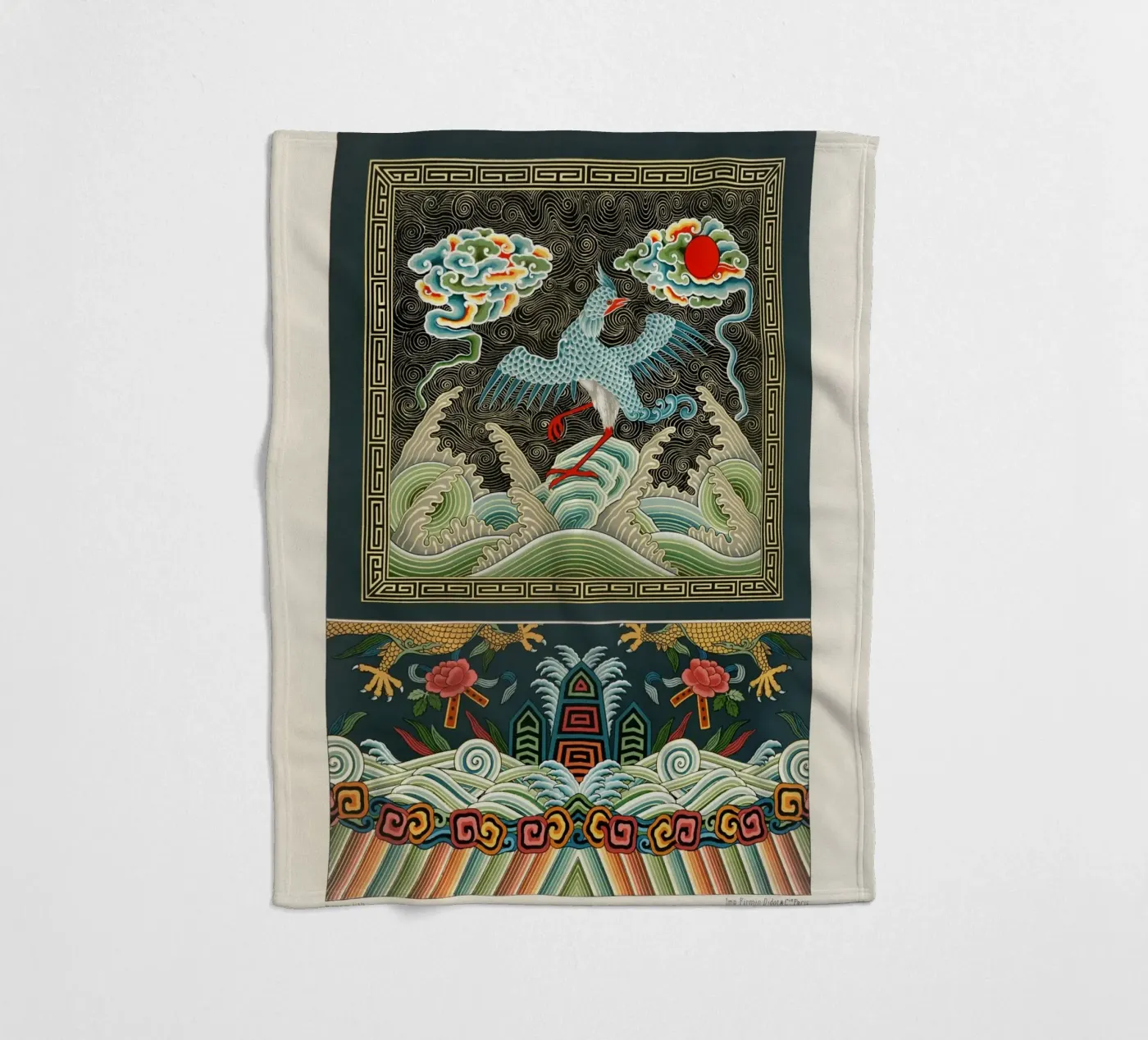 Chinese pattern fleecedeken van vintageshop