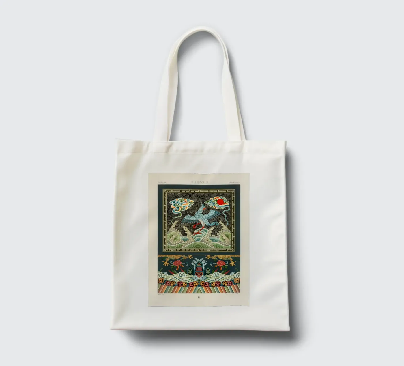 Chinese pattern borsa in juta da vintageshop