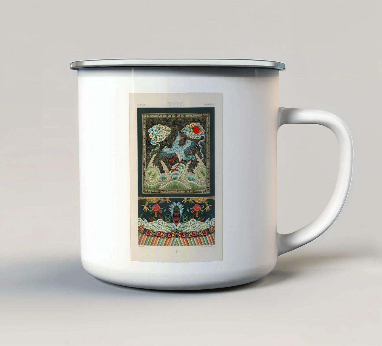 Chinese pattern mug en émail de vintageshop