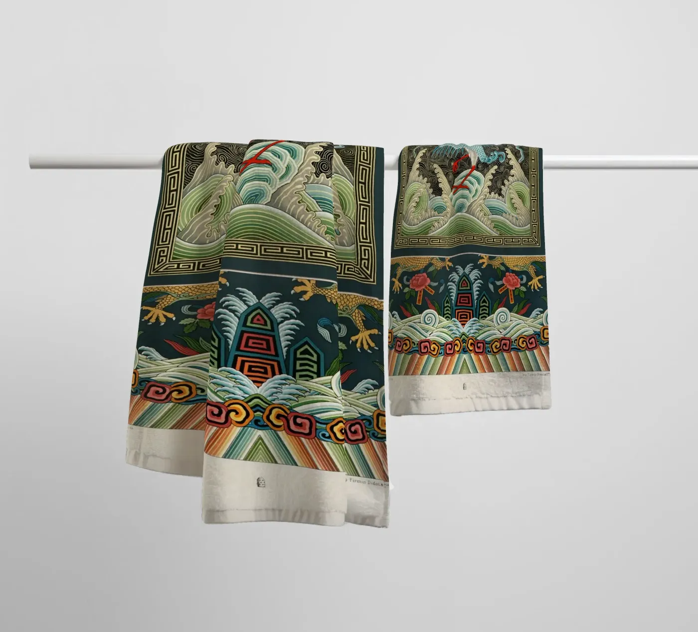 Chinese pattern badhanddoek van vintageshop