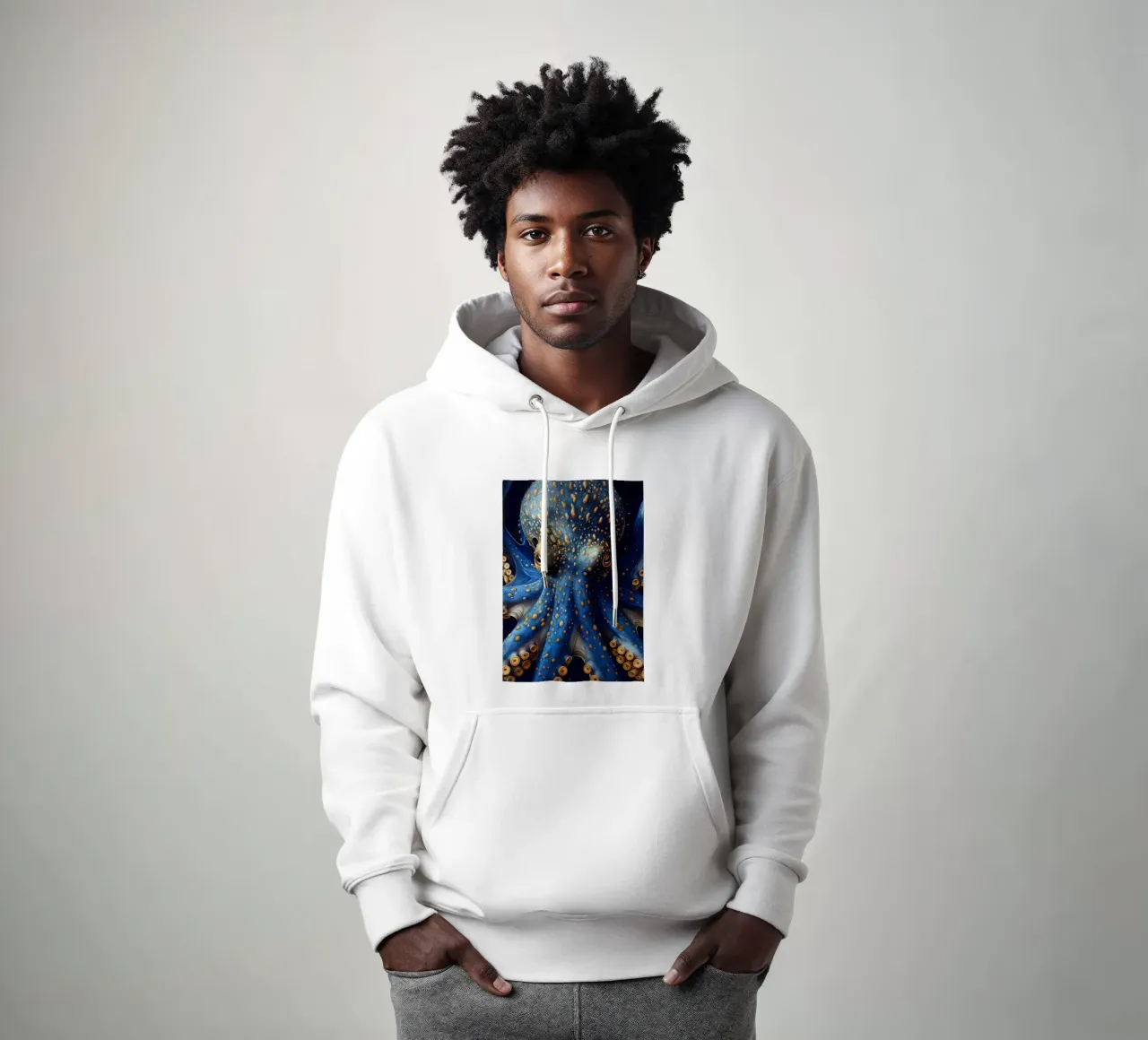 Polpo blu felpa con cappuccio da Lionmixart