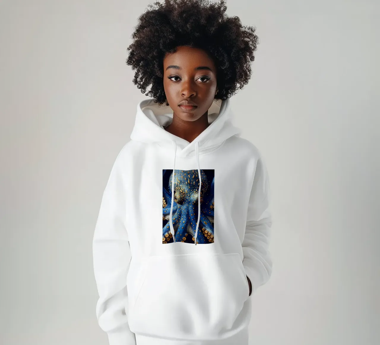 Polpo blu felpa con cappuccio da Lionmixart