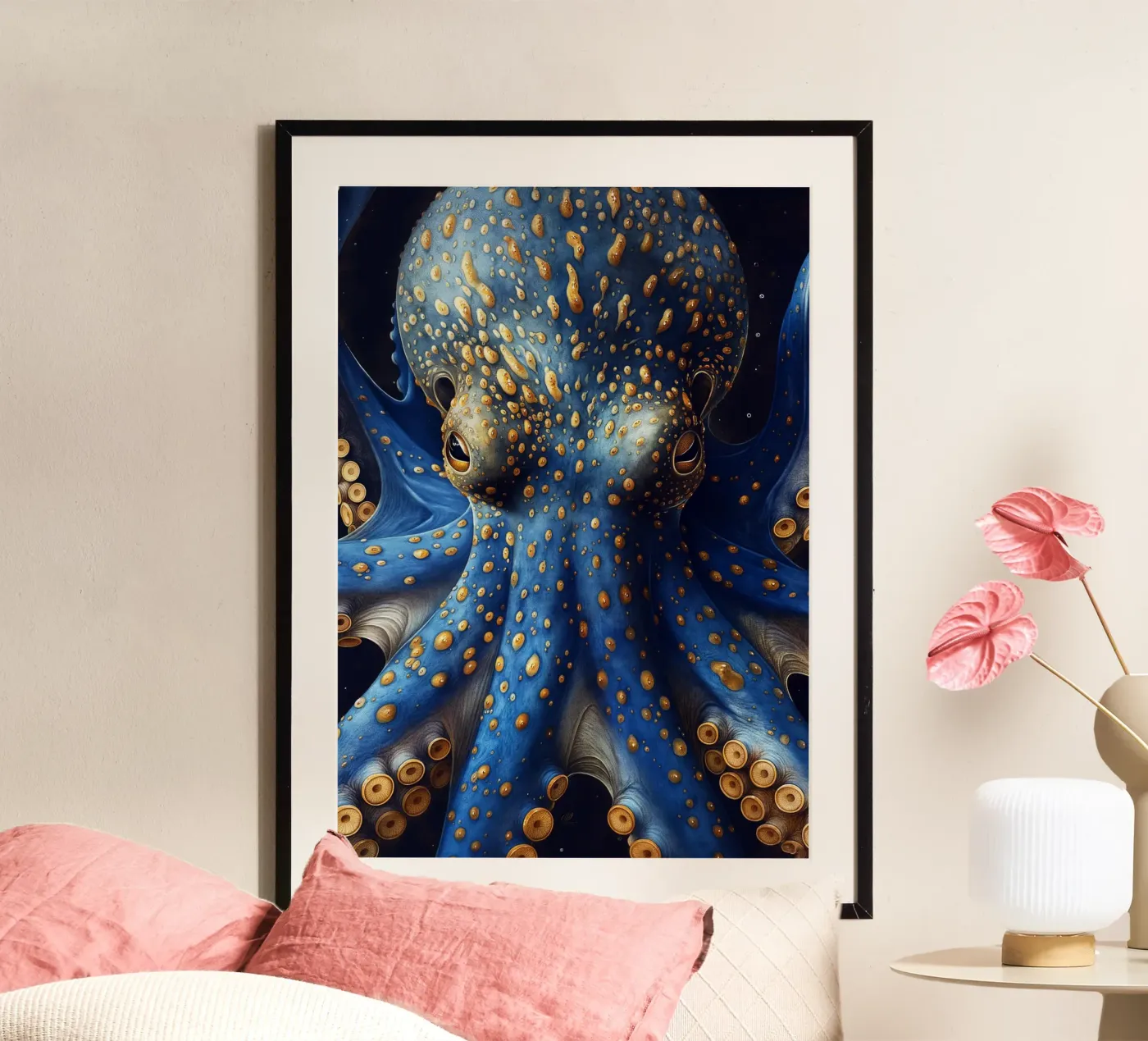 Blauwe octopus poster van Lionmixart