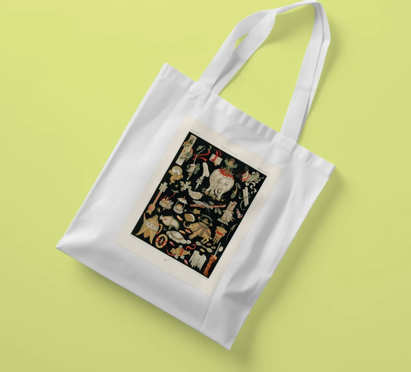 Chinese pattern elements borsa in juta da vintageshop