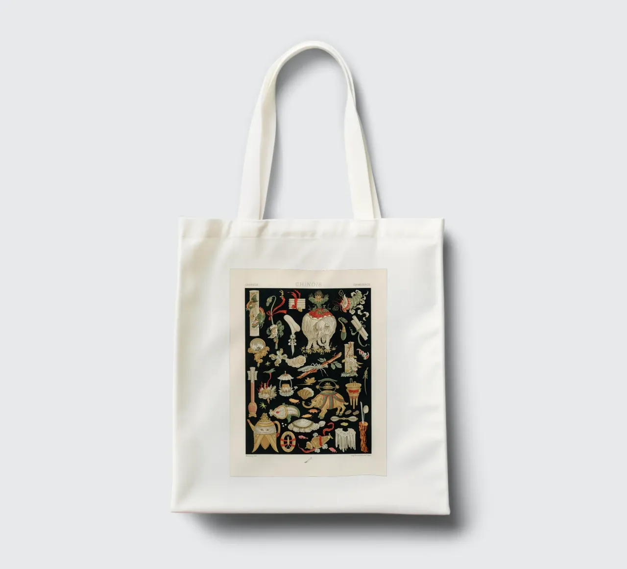 Chinese pattern elements borsa in juta da vintageshop