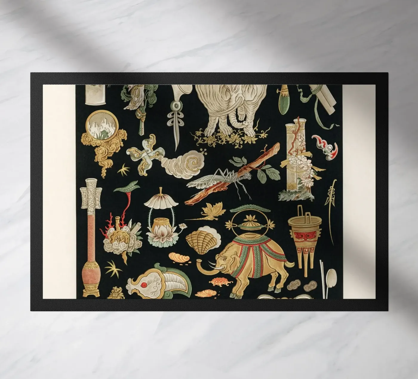 Chinese pattern elements doormat by vintageshop