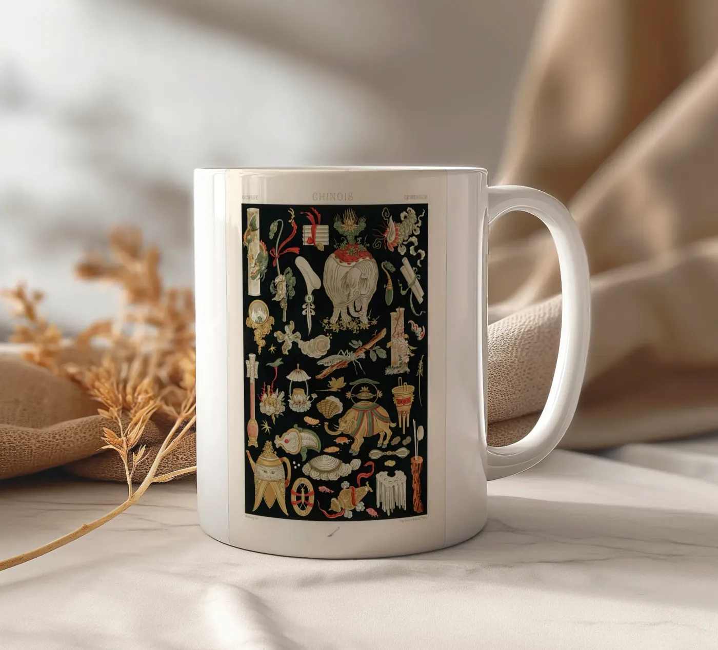 Chinese pattern elements ceramic mug by vintageshop