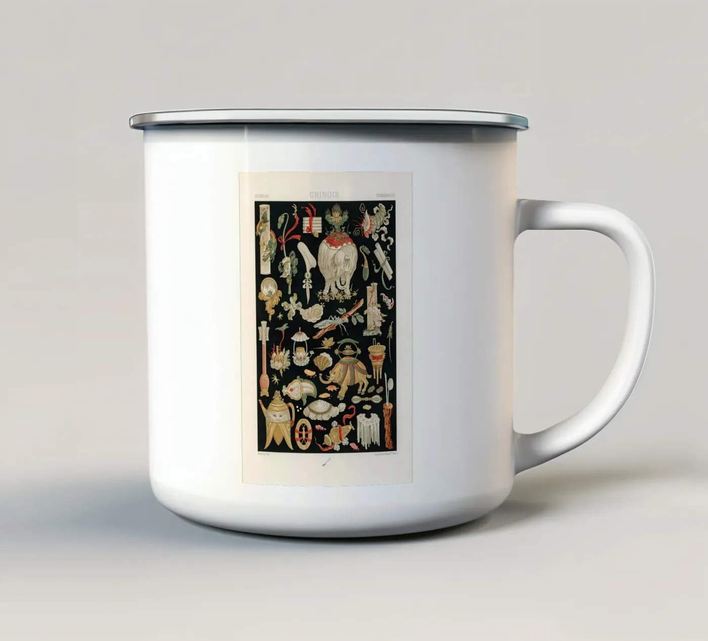 Chinese pattern elements enamel mug by vintageshop