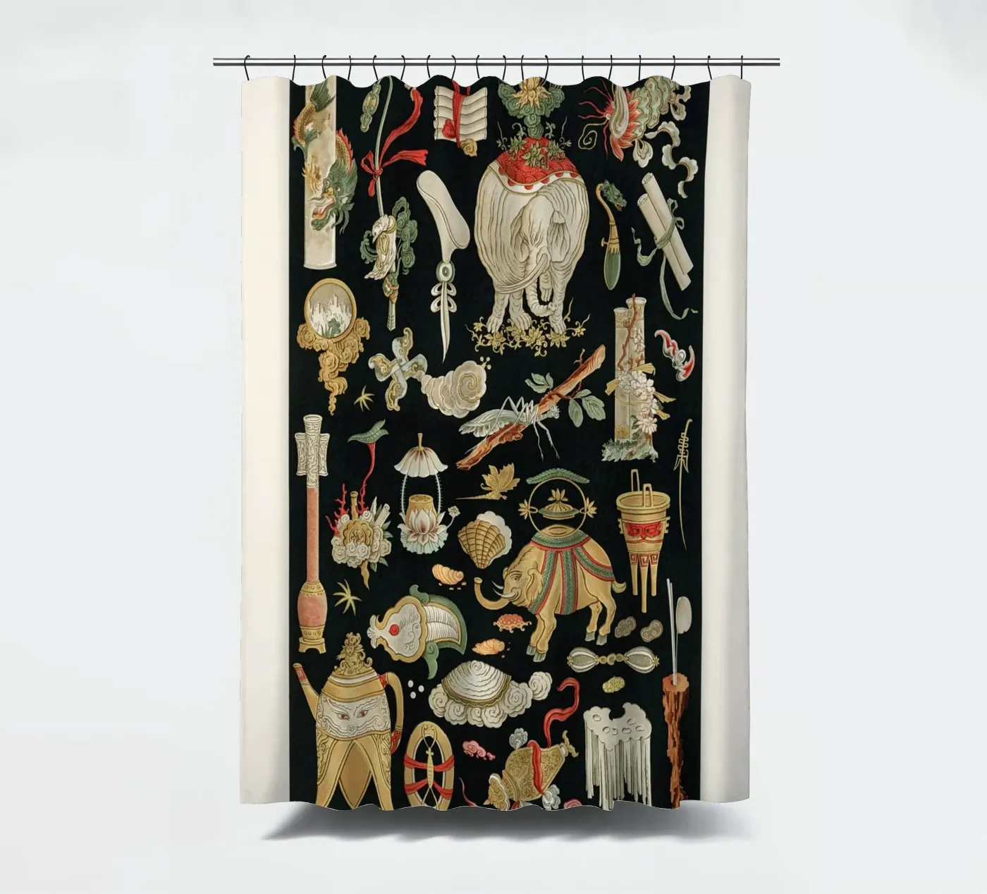 Chinese pattern elements douchegordijn van vintageshop