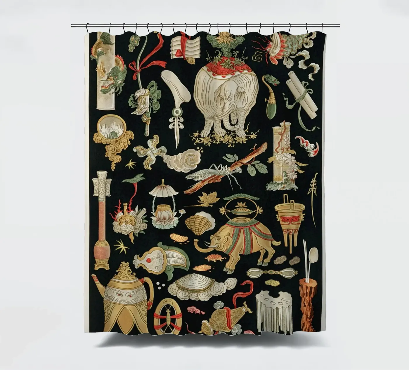 Chinese pattern elements rideau de douche de vintageshop
