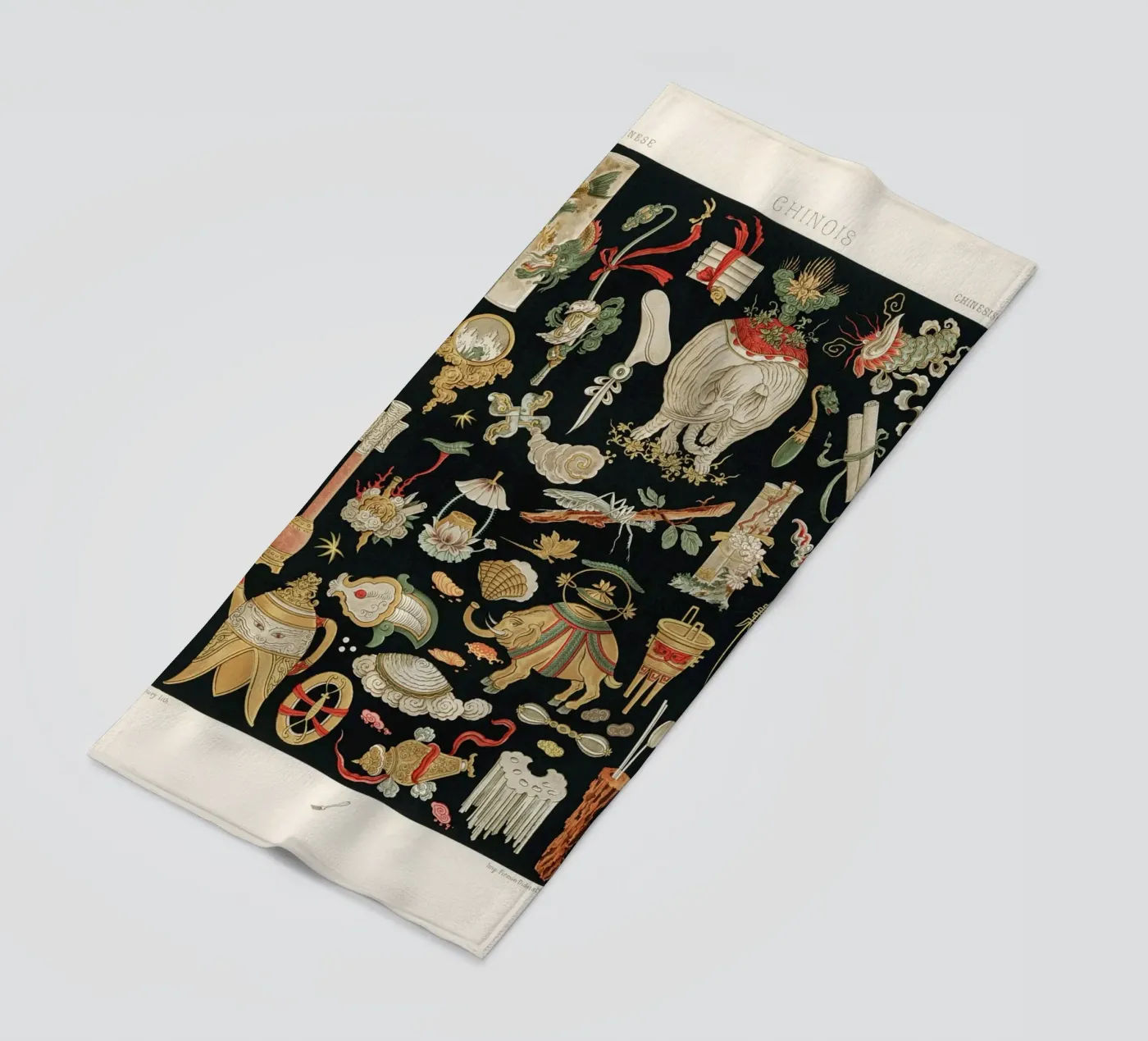 Chinese pattern elements strandhanddoek van vintageshop