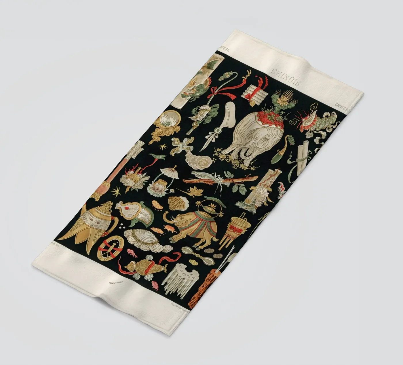 Chinese pattern elements serviette de plage de vintageshop