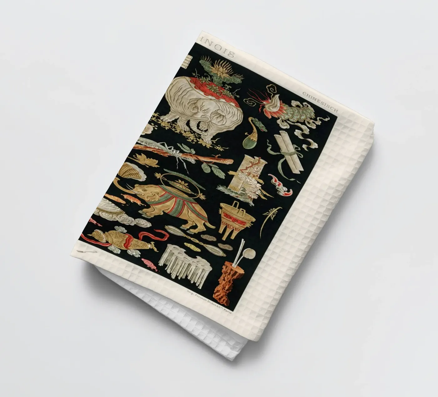 Chinese pattern elements tea towel by vintageshop