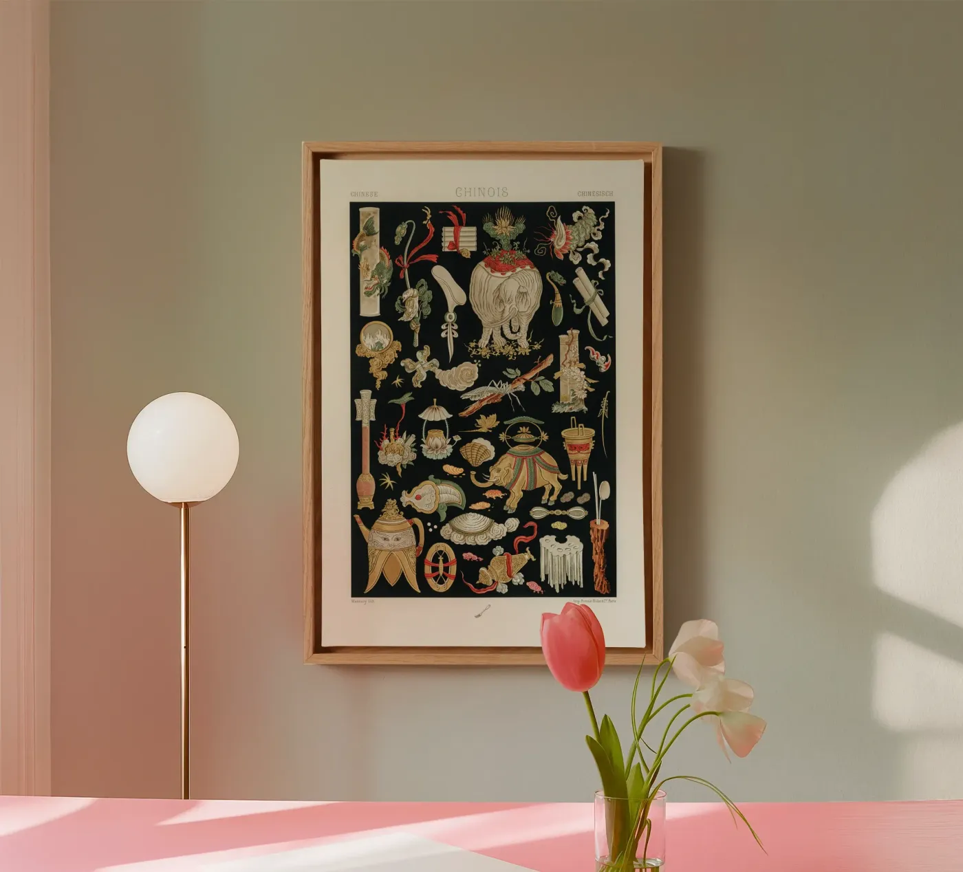 Chinese pattern elements canvas van vintageshop
