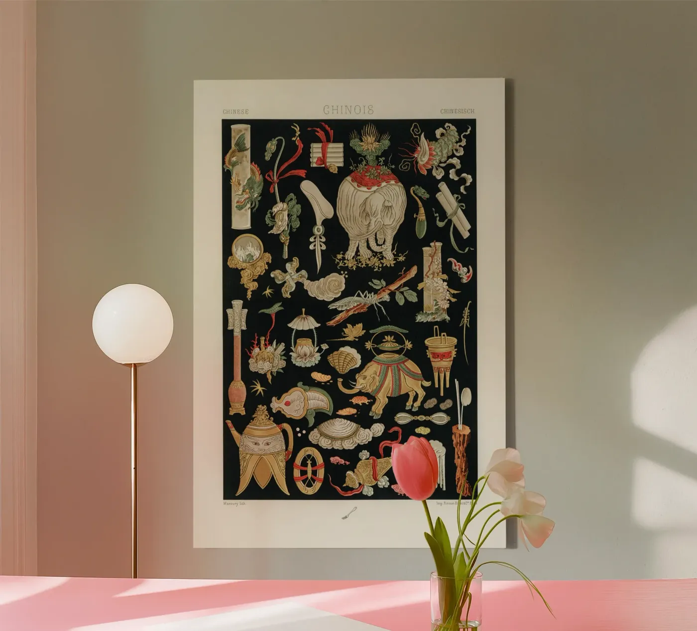 Chinese pattern elements canvas van vintageshop