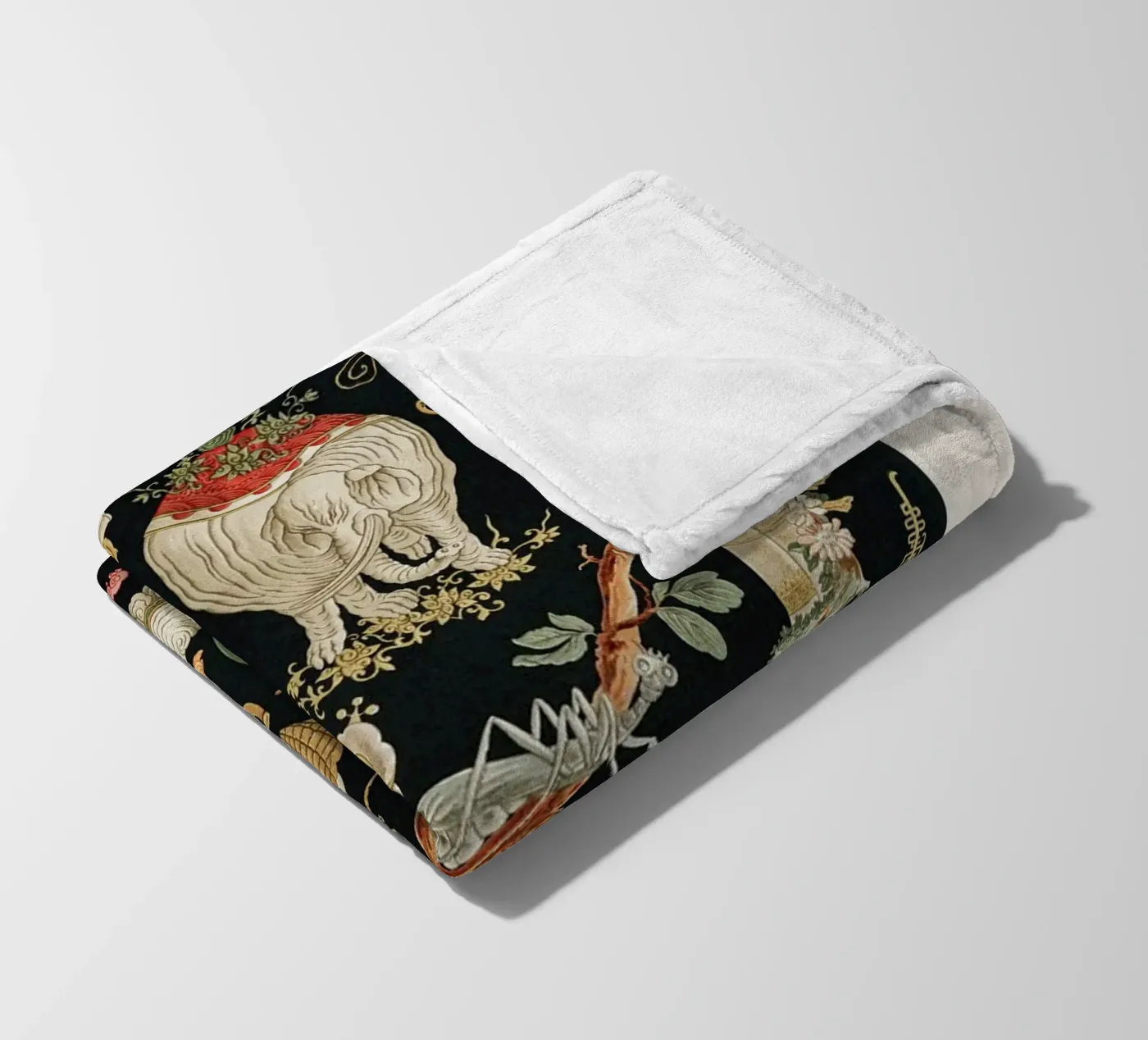 Chinese pattern elements fleecedeken van vintageshop