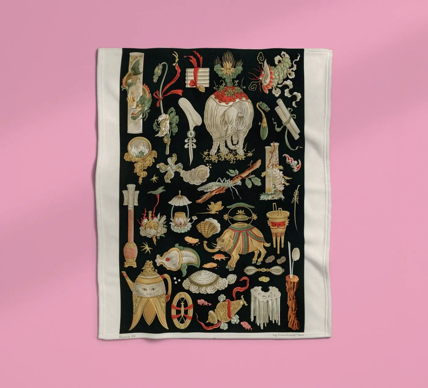 Chinese pattern elements coperta in pile da vintageshop