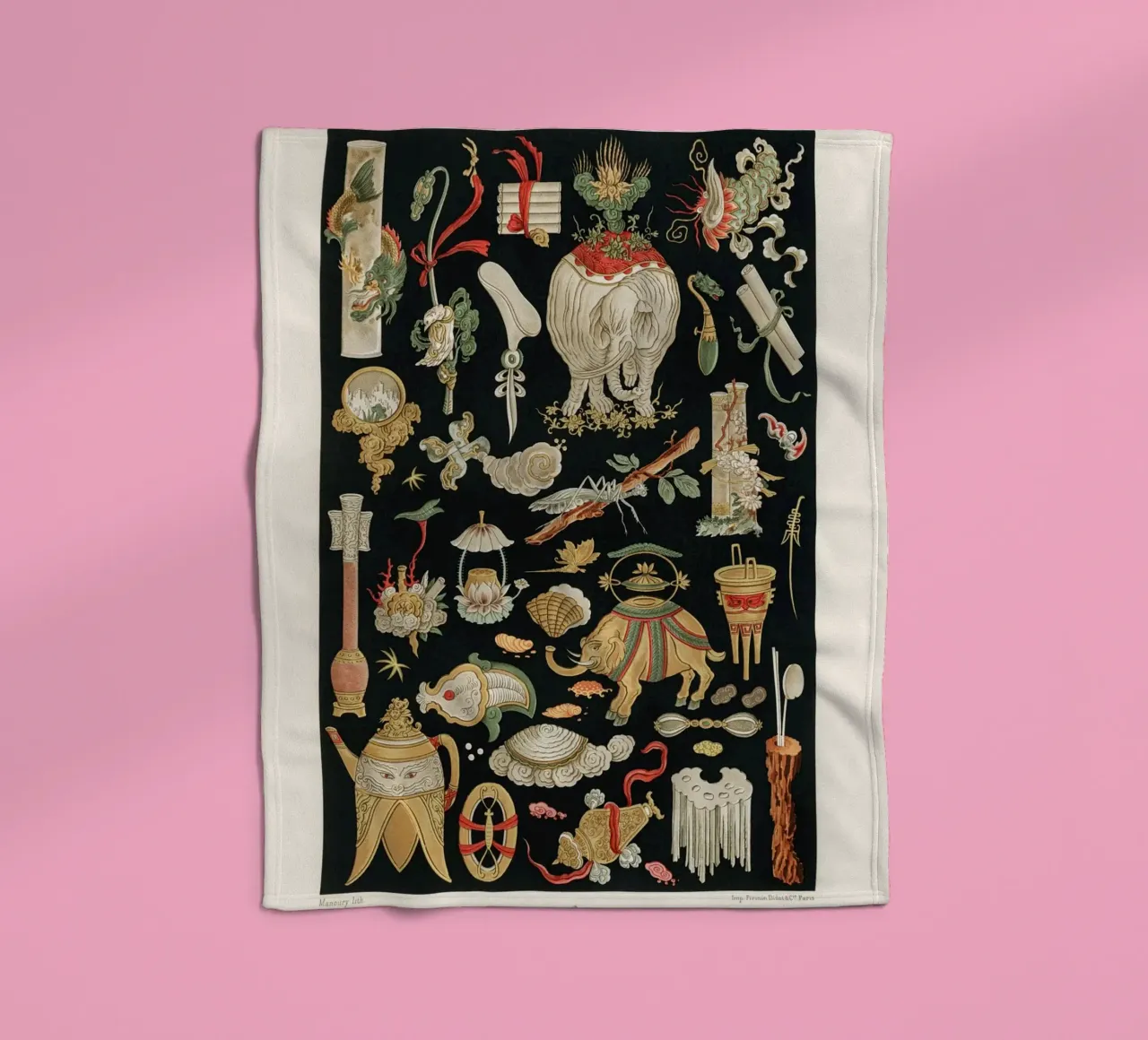 Chinese pattern elements coperta in pile da vintageshop