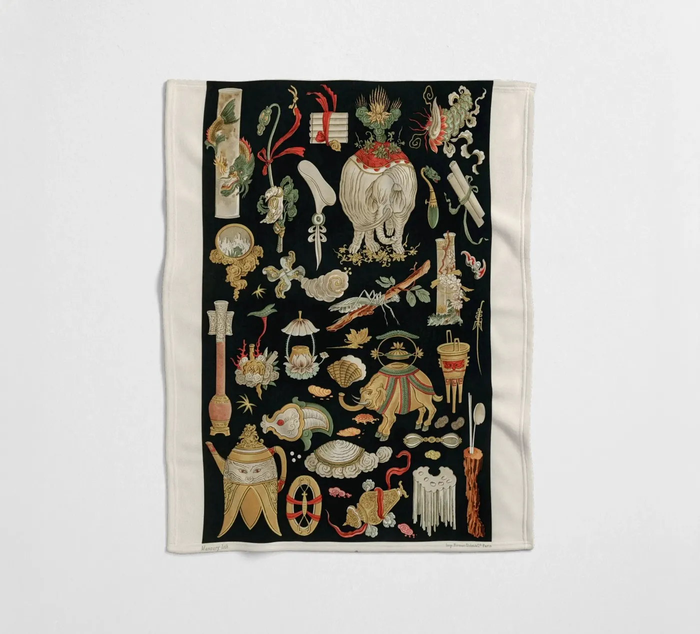 Chinese pattern elements coperta in pile da vintageshop