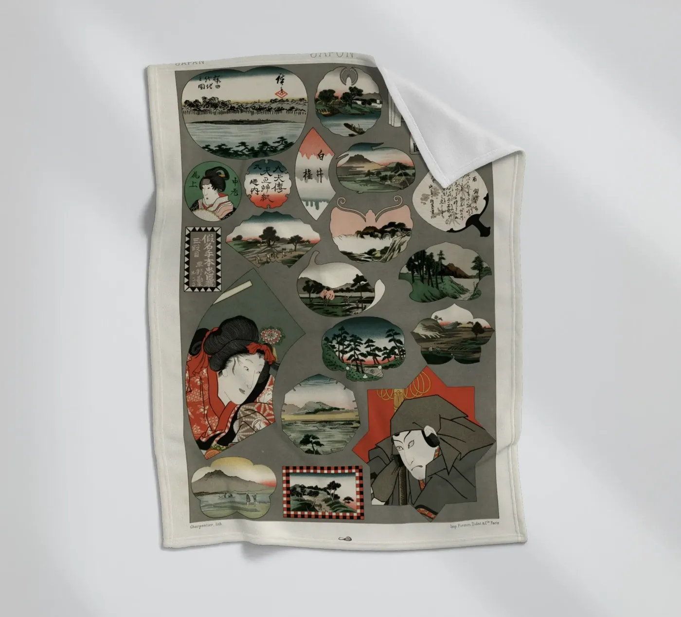 Japan pattern fleecedeken van vintageshop