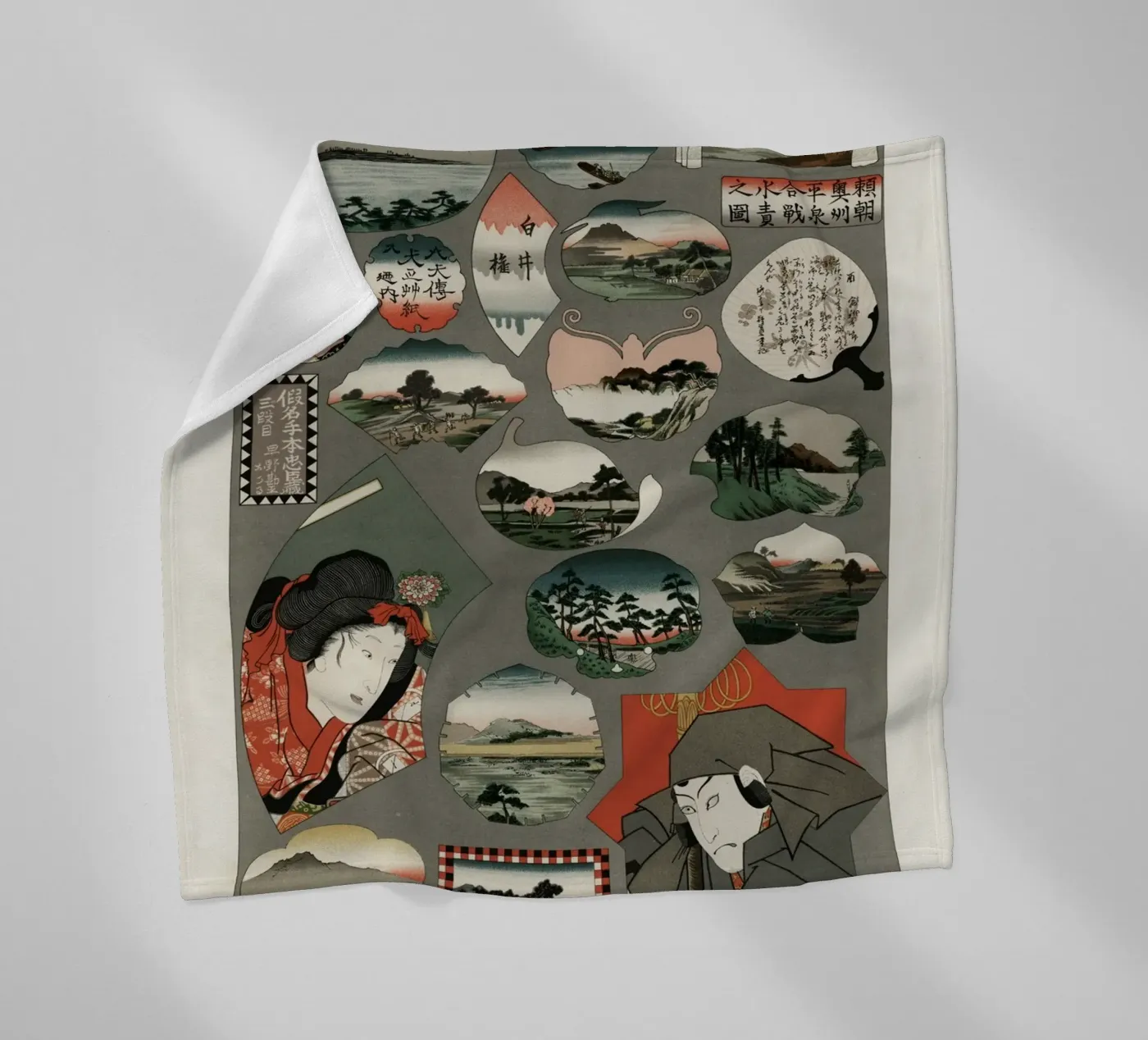 Japan pattern fleecedeken van vintageshop